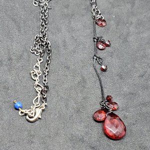 Red Plastic Drop Pendant Necklace Handmade Chain